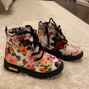 Girls floral combat boots